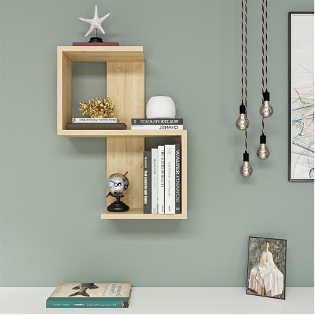 Octa Megapap melamine wall shelf in sapphire oak color 45x16.4x60cm.