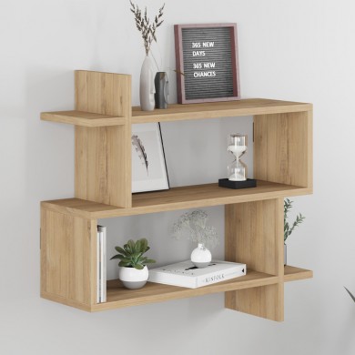 Paralel Megapap melamine wall shelf in natural beech color 70x22x65cm.