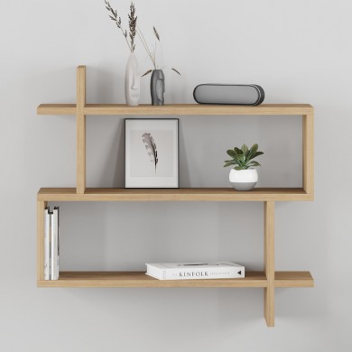 Paralel Megapap melamine wall shelf in natural beech color 70x22x65cm.
