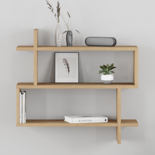 Ραφιέρα τοίχου Paralel Megapap χρώμα φυσικό οξιάς 70x22x65εκ.