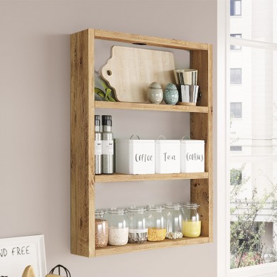 Prena Megapap melamine wall shelf in atlantic pine 43.2x9x60cm.