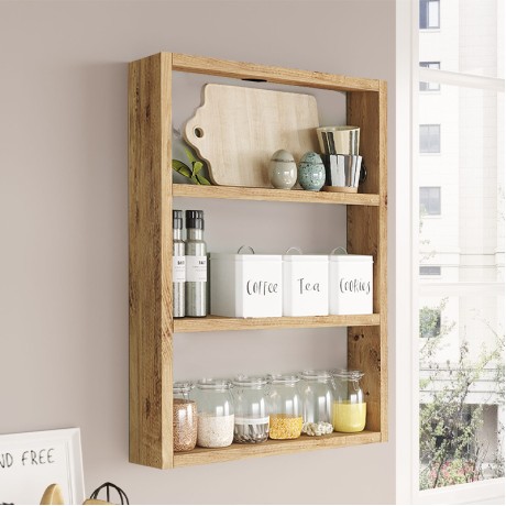 Prena Megapap melamine wall shelf in atlantic pine 43.2x9x60cm.