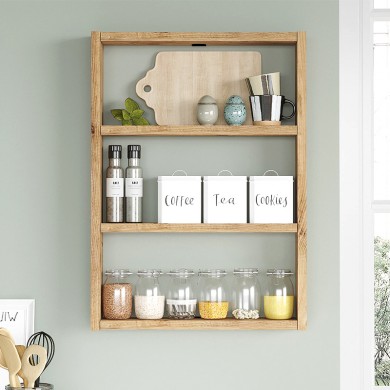 Prena Megapap melamine wall shelf in atlantic pine 43.2x9x60cm.
