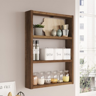 Prena Megapap melamine wall shelf in walnut 43.2x9x60cm.