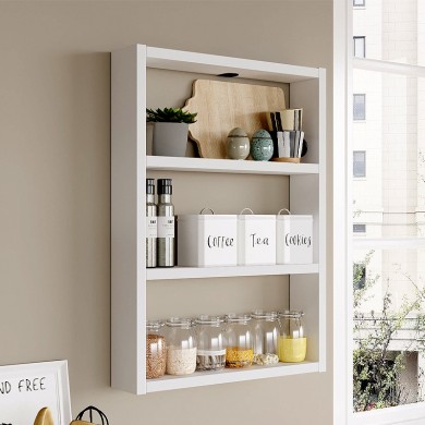 Prena Megapap melamine wall shelf in white 43.2x9x60cm.