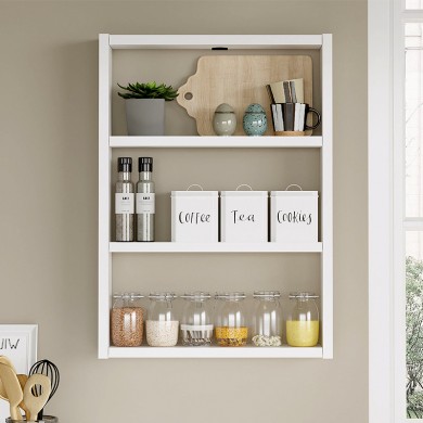 Prena Megapap melamine wall shelf in white 43.2x9x60cm.