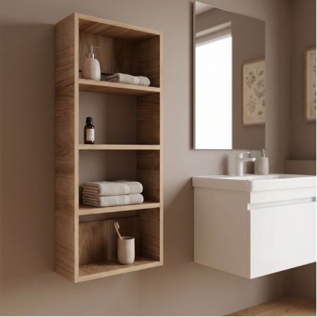 Rafina Megapap melamine wall shelf in walnut Ud color 40x15x90cm.