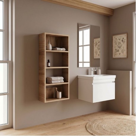Rafina Megapap melamine wall shelf in walnut Ud color 40x15x90cm.