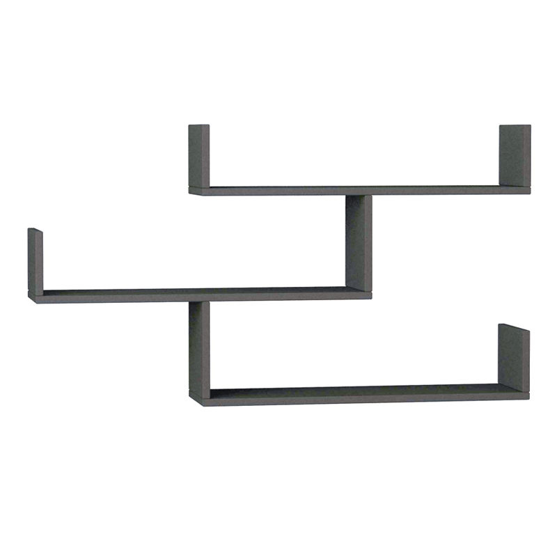 Tibet Megapap melamine wall shelf in anthracite color 119x22x66cm.