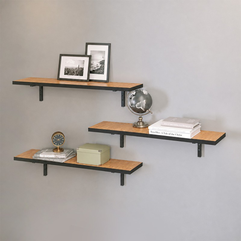 Ραφιέρα τοίχου Versa Megapap 3 τεμαχίων χρώμα pine oak 80x19x17εκ.