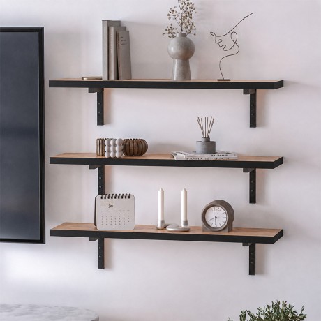 Ραφιέρα τοίχου Versa Megapap 3 τεμαχίων χρώμα pine oak 80x19x17εκ.