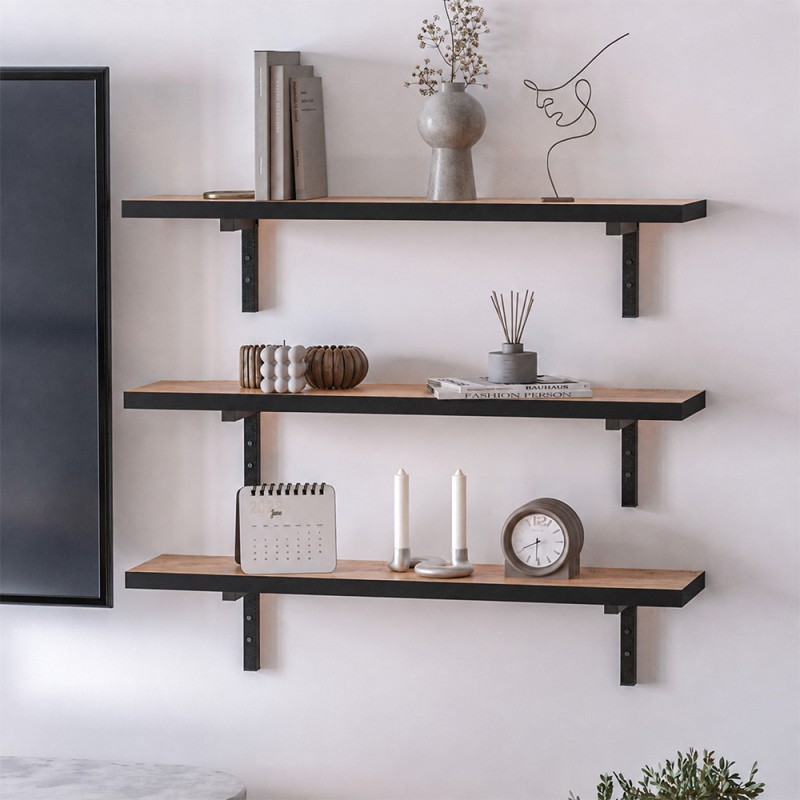 Ραφιέρα τοίχου Versa Megapap 3 τεμαχίων χρώμα pine oak 80x19x17εκ.