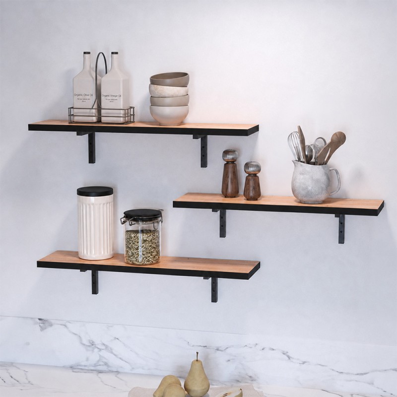 Ραφιέρα τοίχου Versa Megapap 3 τεμαχίων χρώμα pine oak 80x19x17εκ.