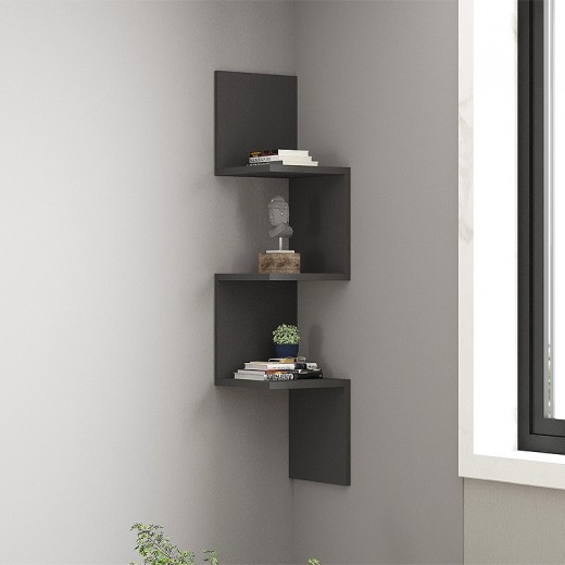 Ραφιέρα τοίχου Zikzak Megapap χρώμα ανθρακί 25x25x105,4εκ. Ραφιέρα τοίχου Zikzak Megapap χρώμα ανθρακί 25x25x105,4εκ.