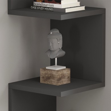 Zikzak Megapap melamine wall shelf in anthracite color 25x25x105.4cm.