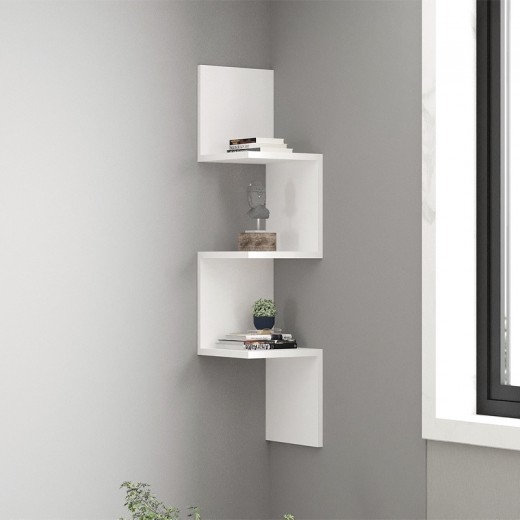 Ραφιέρα τοίχου Zikzak Megapap χρώμα λευκό 25x25x105,4εκ. Ραφιέρα τοίχου Zikzak Megapap χρώμα λευκό 25x25x105,4εκ.