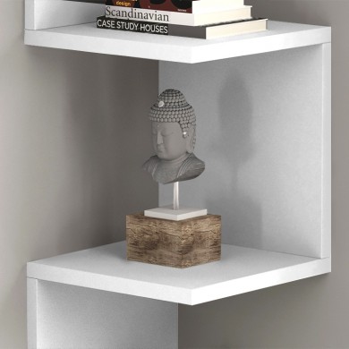 Zikzak Megapap melamine wall shelf in white color 25x25x105.4cm.