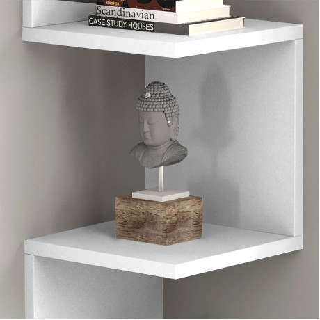 Zikzak Megapap melamine wall shelf in white color 25x25x105.4cm.