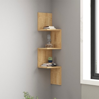 Ραφιέρα τοίχου γωνιακή Zikzak Megapap χρώμα sapphire oak 25x25x105,4εκ.
