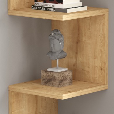 Zikzak Megapap melamine wall shelf in sapphire oak color 25x25x105.4cm.