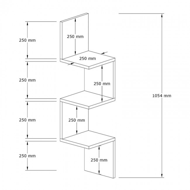 Ραφιέρα τοίχου Zikzak Megapap χρώμα sapphire oak 25x25x105,4εκ. Ραφιέρα τοίχου Zikzak Megapap χρώμα sapphire oak 25x25x105,4εκ.