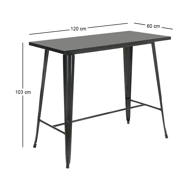 RELIX Τραπέζι Bar Μέταλλο Βαφή Μαύρο 120x60x103cm