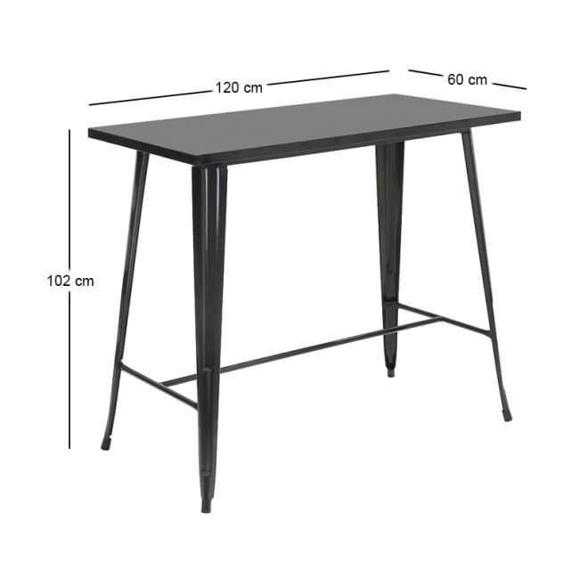 RELIX Τραπέζι Bar-Pro, Μέταλλο Βαφή Μαύρο 120x60x102cm