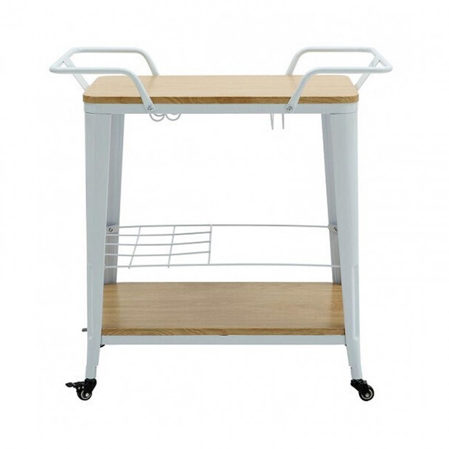 RELIX Trolley Bar-Pro Μέταλλο Βαφή Άσπρο, MDF Απόχρωση Φυσικό 86x51x86cm