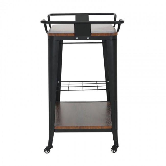 RELIX Trolley Bar-Pro Μέταλλο Βαφή Μαύρο, MDF Απόχρωση Καρυδί 86x51x86cm