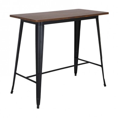 RELIX Wood Dark Oak Τραπέζι Bar-Pro, Μέταλλο Βαφή Μαύρο 120x60x102cm