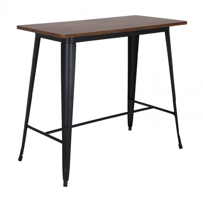 RELIX Wood Dark Oak Τραπέζι Bar-Pro, Μέταλλο Βαφή Μαύρο 120x60x102cm