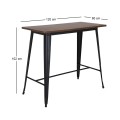 RELIX Wood Dark Oak Τραπέζι Bar-Pro, Μέταλλο Βαφή Μαύρο 120x60x102cm