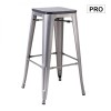 RELIX Wood Σκαμπό Bar-Pro, Απόχρωση Metal με Διακοσμητική Σκουριά, Απόχρωση Ξύλου Μαύρο 43x43 H.76cm