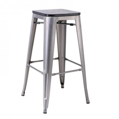 RELIX Wood Black Bar Stool-Pro Matte Metal