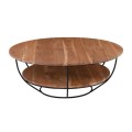 ROY-W Coffee Table d.90x35 Acacia Natural Finish (Black Paint)