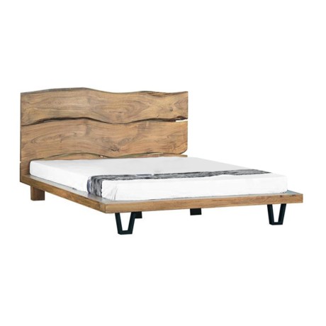 ROYAL Bed (for Mattress 150x200cm) Acacia Natural Finish (Black Paint)