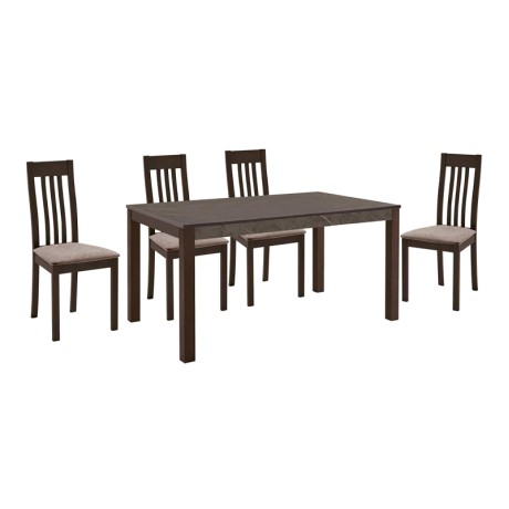 SABINIO Set (1+4) Dark Walnut/Fabric Camel/Melamine Greystone