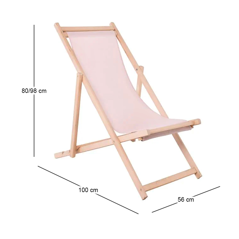 Deckchair Unpainted Beech/Textilene Ecru