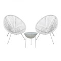 ACAPULCO Set (3-pcs) White Steel, White Plastic Rattan