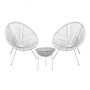 ACAPULCO Set (3-pcs) White Steel, White Plastic Rattan