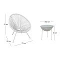 ACAPULCO Set (3-pcs) White Steel, White Plastic Rattan