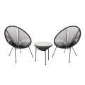 ACAPULCO Set (3-pcs) Black Steel, Black Plastic Rattan