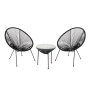 ACAPULCO Set (3-pcs) Black Steel, Black Plastic Rattan