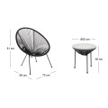 ACAPULCO Set (3-pcs) Black Steel, Black Plastic Rattan