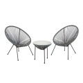 ACAPULCO Set (3-pcs) Black Steel/Grey Plastic Rattan