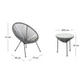 ACAPULCO Set (3-pcs) Black Steel/Grey Plastic Rattan