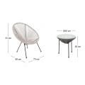 ACAPULCO Set (3-pcs) Black Metal, White-Black Plastic Rattan