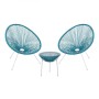 ACAPULCO Set (3-pcs) White Steel, Blue Plastic Rattan