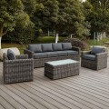 ARIZONA Set-4s Grey/Brown Wicker (Cushions Anthracite)