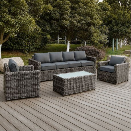 ARIZONA Set-4s Grey/Brown Wicker (Cushions Anthracite)